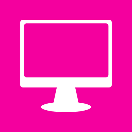 Monitor with brush sign. White icon at magenta background.のイラスト素材