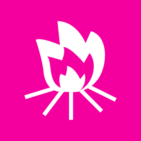 Fire sign. White icon at magenta background.のイラスト素材