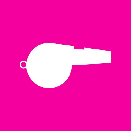 Whistle sign. White icon at magenta background.のイラスト素材