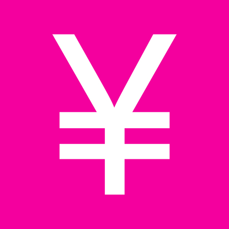 Yen sign. White icon at magenta background.のイラスト素材