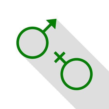 Sex symbol sign. Green icon with flat style shadow path.のイラスト素材