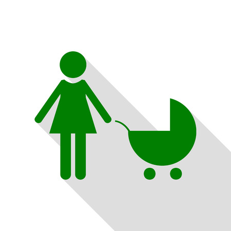 Family sign illustration. Green icon with flat style shadow path.のイラスト素材