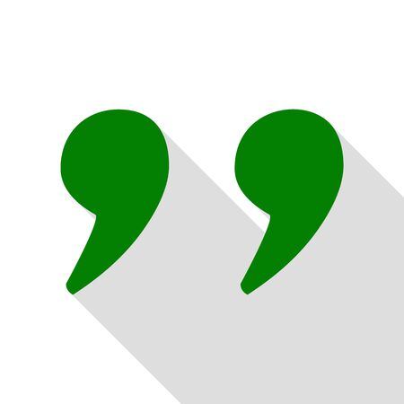 Quote sign illustration. Green icon with flat style shadow path.のイラスト素材