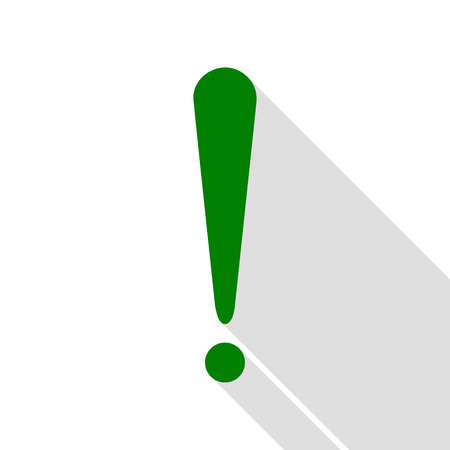 Attention sign illustration. Green icon with flat style shadow path.のイラスト素材