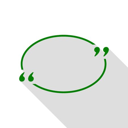 Text quote sign. Green icon with flat style shadow path.のイラスト素材