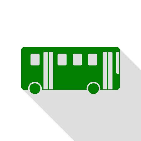 Bus simple sign. Green icon with flat style shadow path.のイラスト素材