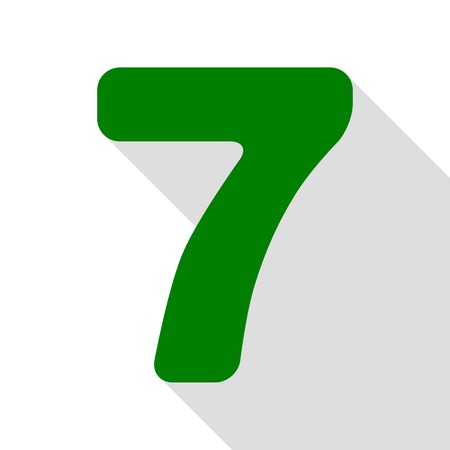 Number 7 sign design template element. Green icon with flat style shadow path.のイラスト素材