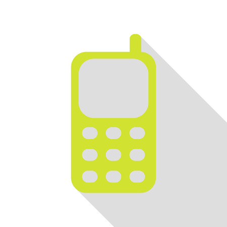 Cell Phone sign. Pear icon with flat style shadow path.のイラスト素材