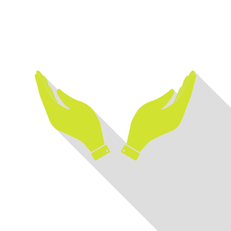 Hand icon illustration. Prayer symbol. Pear icon with flat style shadow path.のイラスト素材