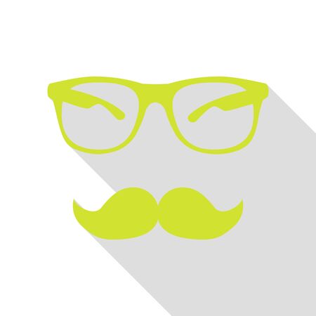 Mustache and Glasses sign. Pear icon with flat style shadow path.のイラスト素材