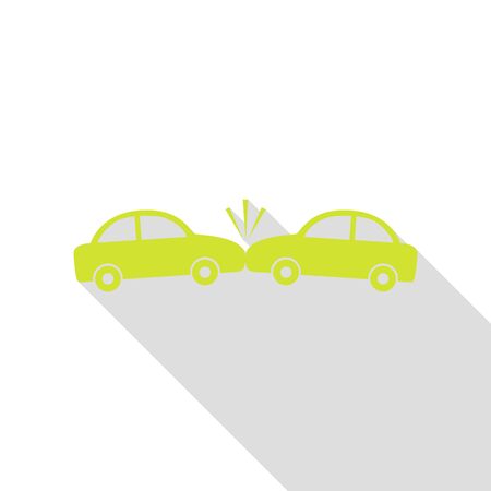 Crashed Cars sign. Pear icon with flat style shadow path.のイラスト素材