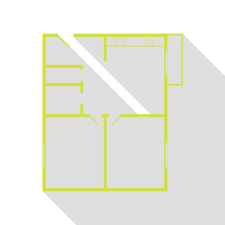 Apartment house floor plans. Pear icon with flat style shadow path.のイラスト素材