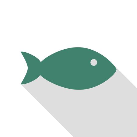 Fish sign illustration. Veridian icon with flat style shadow path.のイラスト素材