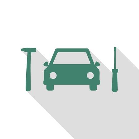 Car tire repair service sign. Veridian icon with flat style shadow path.のイラスト素材