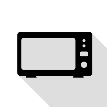 Microwave sign illustration. Black icon with flat style shadow path.のイラスト素材