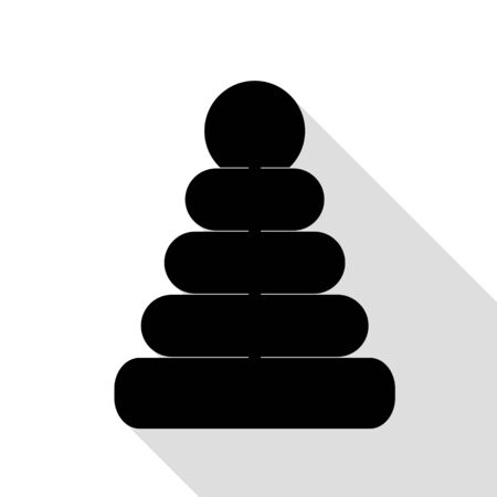 Pyramid sign illustration. Black icon with flat style shadow path.のイラスト素材
