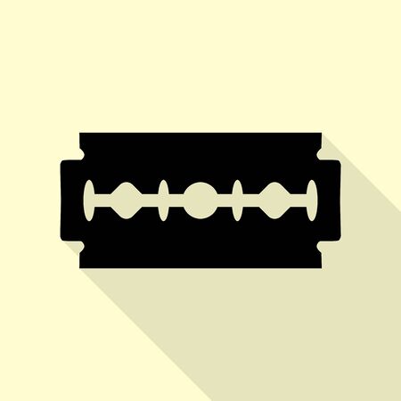 Razor blade sign. Black icon with flat style shadow path on cream background.のイラスト素材