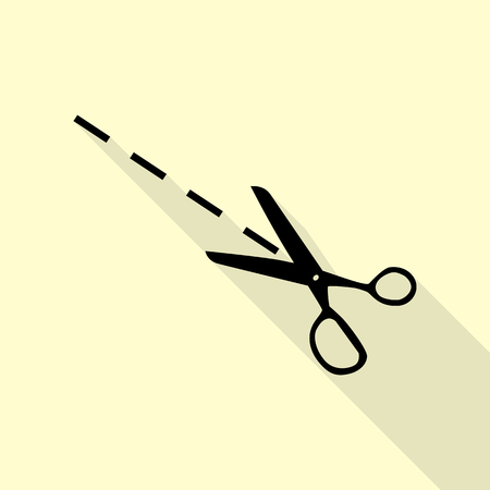 Scissors sign illustration. Black icon with flat style shadow path on cream background.のイラスト素材