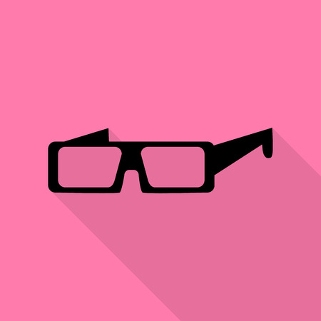Modern glass sign. Black icon with flat style shadow path on pink background.のイラスト素材
