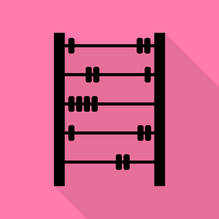Retro abacus sign. Black icon with flat style shadow path on pink background.のイラスト素材