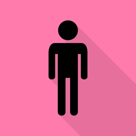 Man sign illustration. Black icon with flat style shadow path on pink background.のイラスト素材