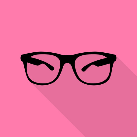 Sunglasses sign illustration. Black icon with flat style shadow path on pink background.のイラスト素材