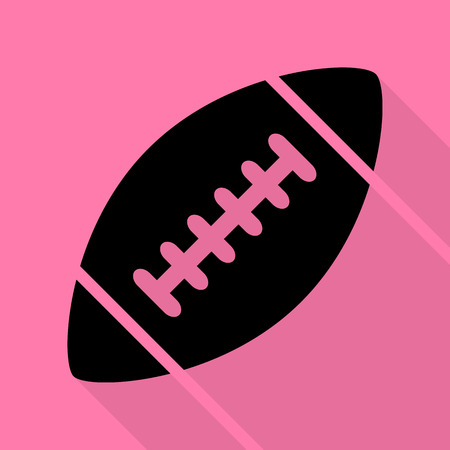 American simple football ball. Black icon with flat style shadow path on pink background.のイラスト素材