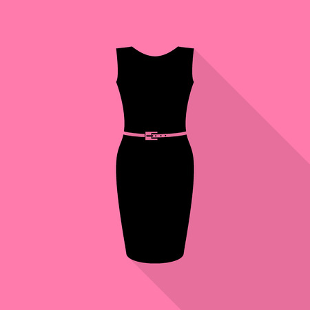 Dress sign illustration. Black icon with flat style shadow path on pink background.のイラスト素材