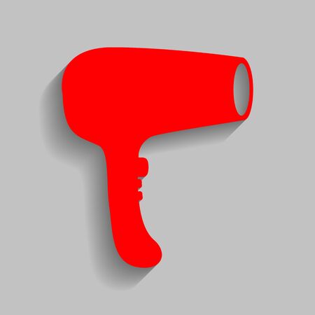 Hair Dryer sign Red icon with soft shadow on gray background.のイラスト素材