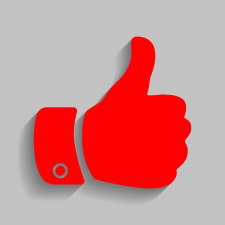 Hand sign illustration Red icon with soft shadow on gray background.のイラスト素材