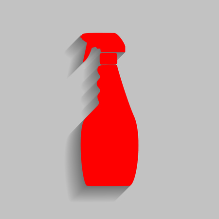 Plastic bottle for cleaning. Red icon with soft shadow on gray background.のイラスト素材
