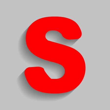 Letter S sign design template element. Vector. Red icon with soft shadow on gray background.のイラスト素材