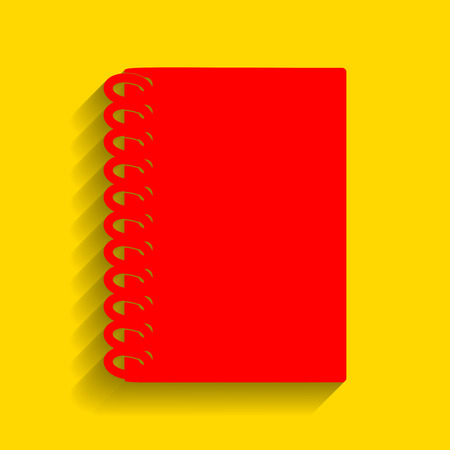 Notebook simple sign. Vector. Red icon with soft shadow on golden background.のイラスト素材