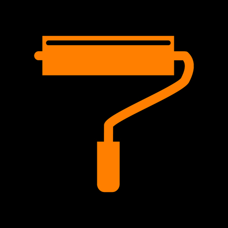 Roller sign illustration. Orange icon on black background. Old phosphor monitor. CRT.のイラスト素材