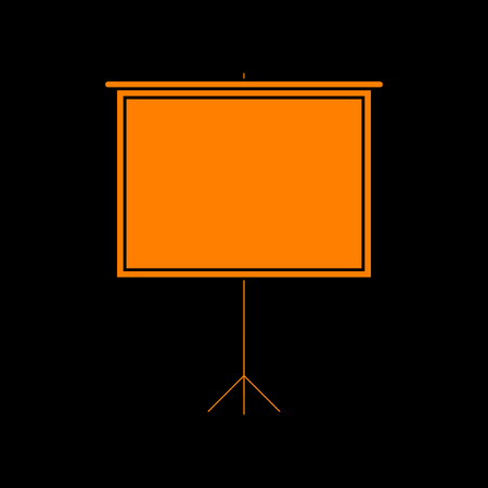 Blank Projection screen. Orange icon on black background. Old phosphor monitor. CRT.のイラスト素材