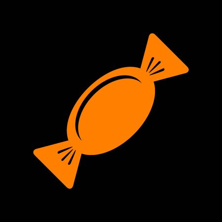 Candy sign illustration. Orange icon on black background. Old phosphor monitor. CRT.のイラスト素材