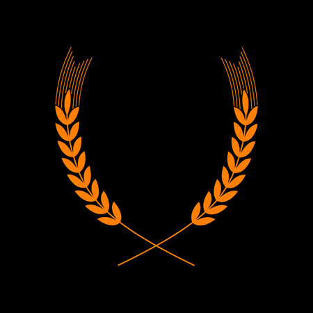 Wheat sign illustration. Spike. Spica. Orange icon on black background. Old phosphor monitor. CRT.のイラスト素材