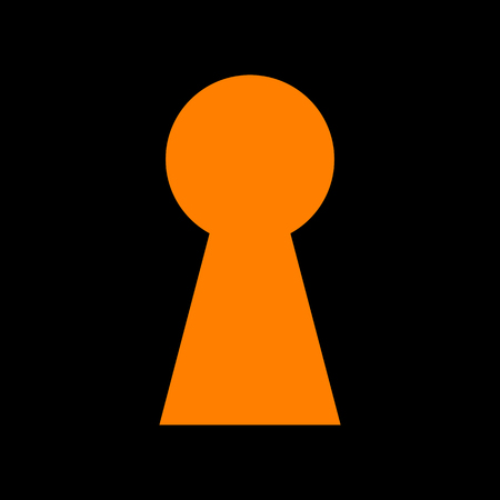 Keyhole sign illustration. Orange icon on black background. Old phosphor monitor. CRT.のイラスト素材