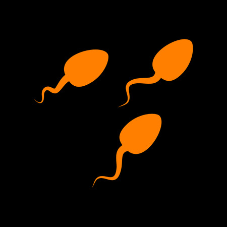 Sperms sign illustration. Orange icon on black background. Old phosphor monitor. CRT.のイラスト素材