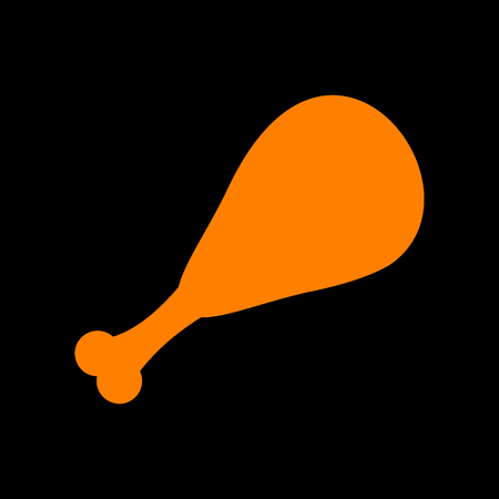 Chicken leg sign. Orange icon on black background. Old phosphor monitor. CRT.のイラスト素材