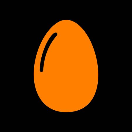 Chiken egg sign. Orange icon on black background. Old phosphor monitor. CRT.のイラスト素材