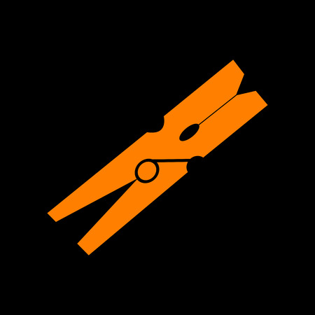 Clothes peg sign. Orange icon on black background. Old phosphor monitor. CRT.のイラスト素材