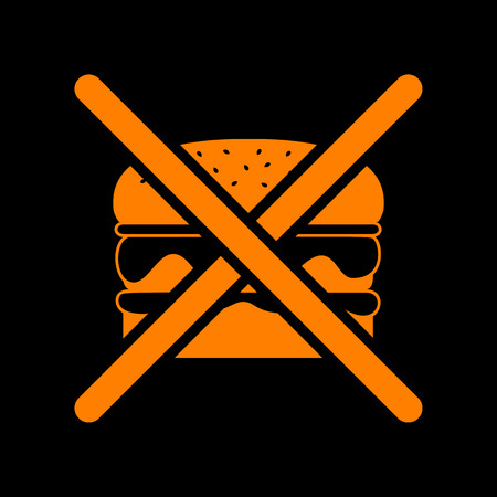 No burger sign. Orange icon on black background. Old phosphor monitor. CRT.のイラスト素材