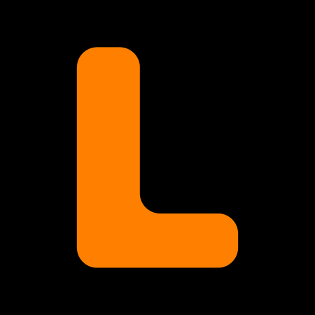 Letter L sign design template element. Orange icon on black background. Old phosphor monitor. CRT.のイラスト素材