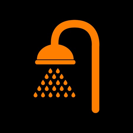 Shower sign. Orange icon on black background. Old phosphor monitor. CRT.のイラスト素材