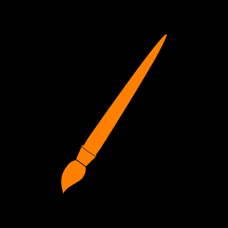 Brush sign illustration. Orange icon on black background. Old phosphor monitor. CRT.のイラスト素材