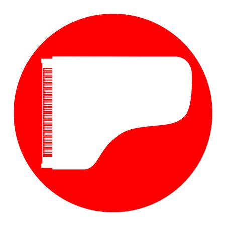 Concert grand piano sign. Vector. White icon in red circle on white background. Isolated.のイラスト素材