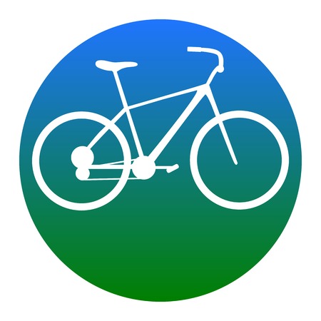 Bicycle, Bike sign. Vector. White icon in bluish circle on white background. Isolated.のイラスト素材