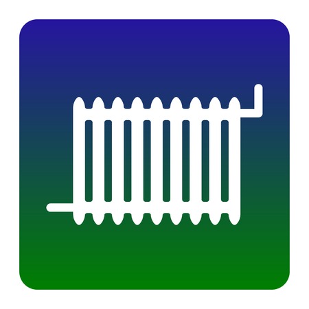 Radiator sign. Vector. White icon at green-blue gradient square with rounded corners on white background. Isolated.のイラスト素材