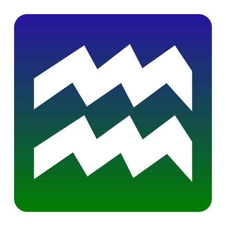 Aquarius sign illustration. Vector. White icon at green-blue gradient square with rounded corners on white background. Isolated.のイラスト素材